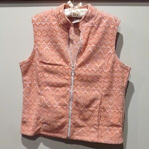 Fleece Vest, Blair Orange Dark Geometric Vest